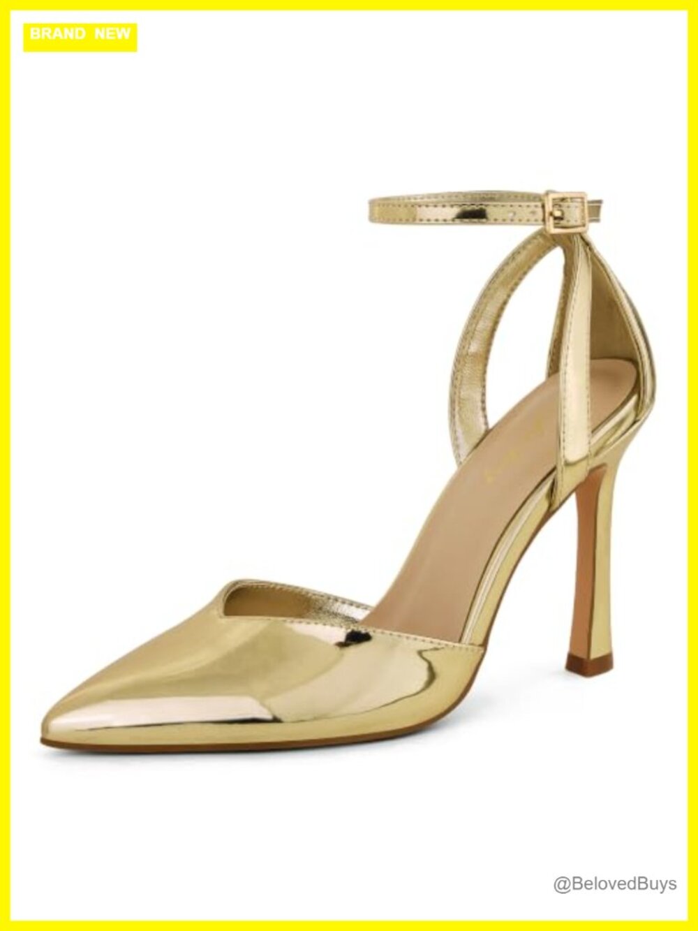 Women's Pointed Toe Stiletto Heel Pump Faux Leather Adjustable Ankle Strap
